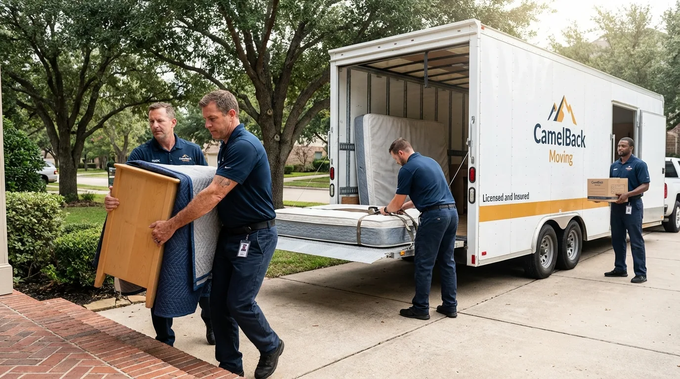 Crew loading residential truck for cross-state move from Palenville, NY